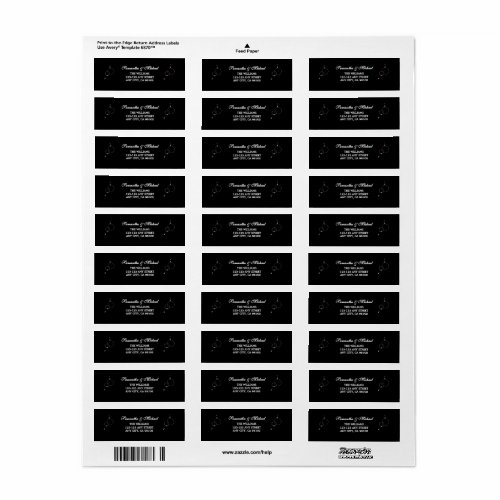Elegant Black & Gold Wedding Return Address Label
