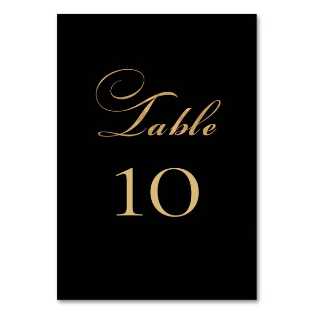 Elegant Black Gold Wedding Table Number (Back)