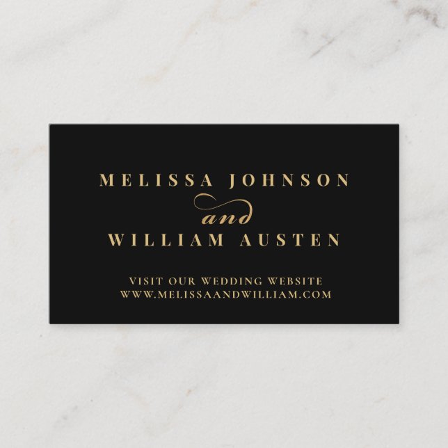 Elegant Black Gold Wedding Website Insert Card (Front)