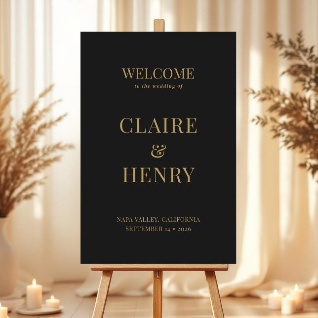 Elegant Black Gold Wedding Welcome Sign (Creator Uploaded)