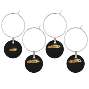Elegant Black & Gold Wedding Wine Glass Charms