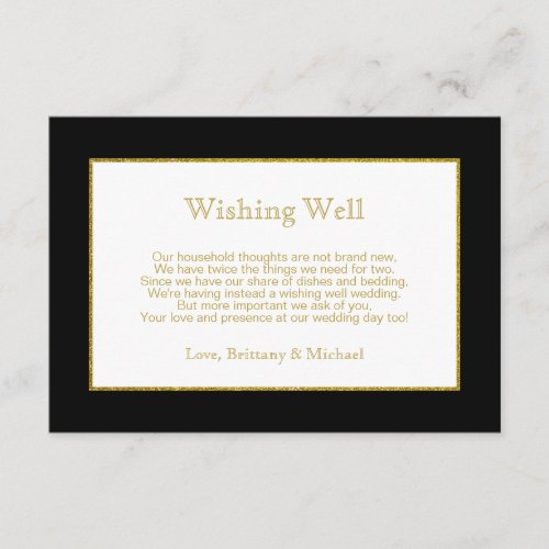 Elegant Black Gold Wedding Wishing Well Poem Enclosure Card