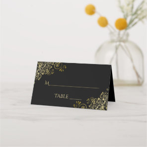 Elegant Black & Gold Wedding Write-In Place Card