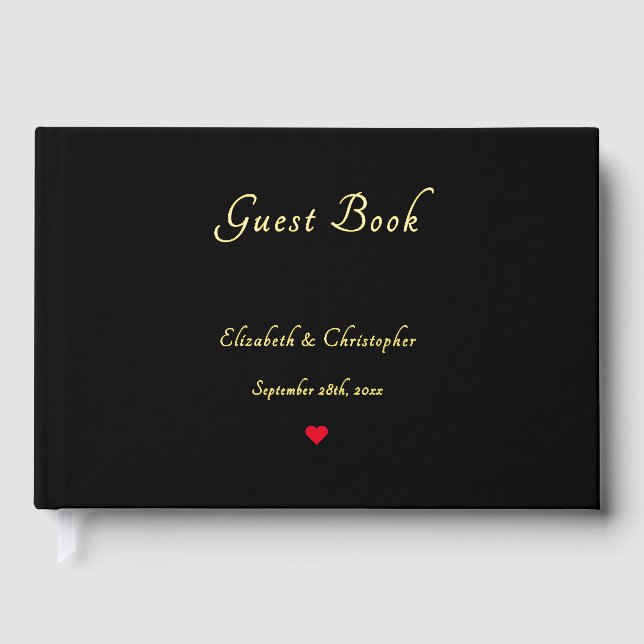 Elegant Black Gold Weddings Anniversary Keepsake Foil Guest Book (Front)