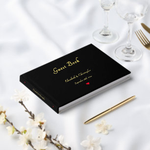 Elegant Black Gold Weddings Anniversary Keepsake Foil Guest Book