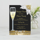 Elegant Black Gold White Champagne Brunch Invite (Standing Front)