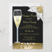 Elegant Black Gold White Champagne Brunch Invite (Front)
