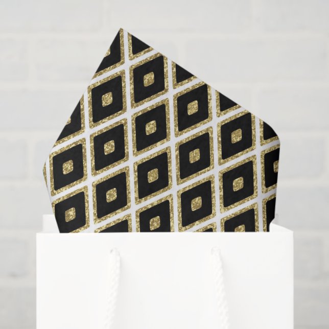elegant black gold white diamond pattern tissue paper (Gift Bag)