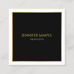 Elegant Black Gold White Luxurious Template Square Business Card