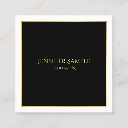 Elegant Black Gold White Luxurious Template Square Business Card