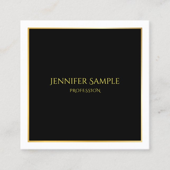 Elegant Black Gold White Luxurious Template Square Business Card (Front)