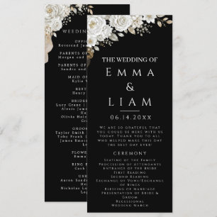 Elegant Black Gold White Rose Wedding Program Rack