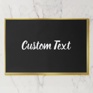 Elegant Black Gold White Script Text Placemat