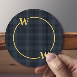 Elegant Black Gold Windowpane Plaid Monogram Round Paper Coaster<br><div class="desc">Elevate your events with these sophisticated coasters that feature a timeless black and gray windowpane plaid pattern accented with an elegant gold border. These stylish coasters are customizable, allowing you to change the initial for a personalized touch. Add a touch of class to a poker party, game night, or corporate...</div>