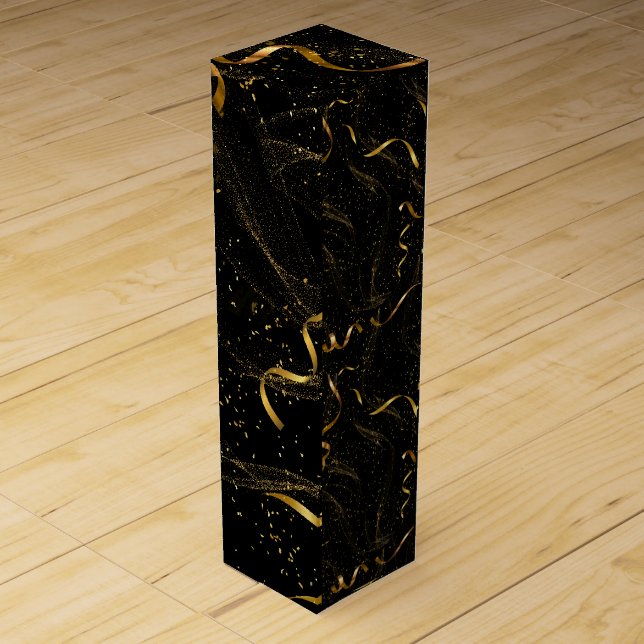 Elegant black & gold wine box (Front)