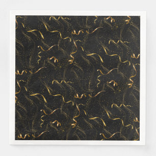 Elegant black & gold wine box paper dinner napkins