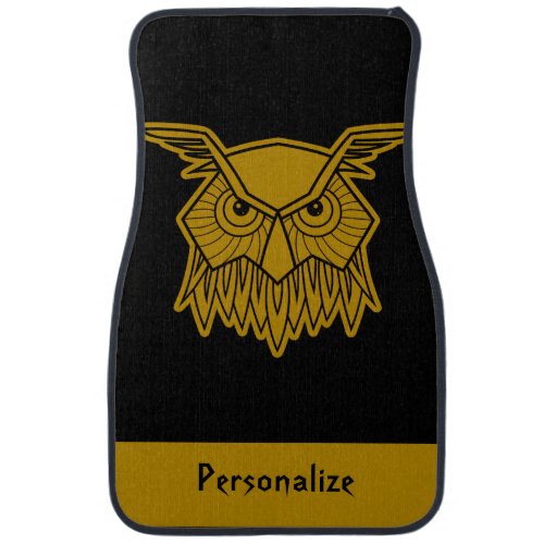 Elegant Black Gold Wise Owl Unique Car Floor Mat