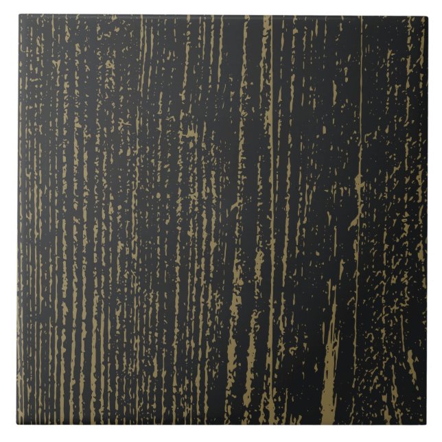 Elegant Black Gold Wood Grain Ceramic Tile (Front)
