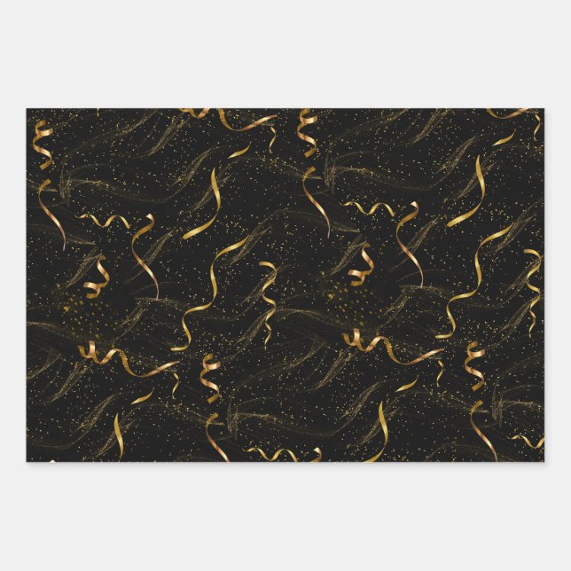 Elegant black & gold wrapping paper sheets (Front)