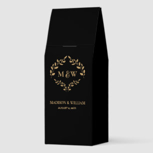 Elegant Black Gold wreath Couple Monogram Wedding Roasted Coffee