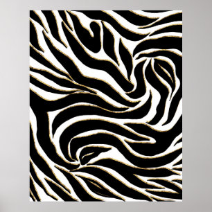 Elegant Black Gold Zebra White Animal Print