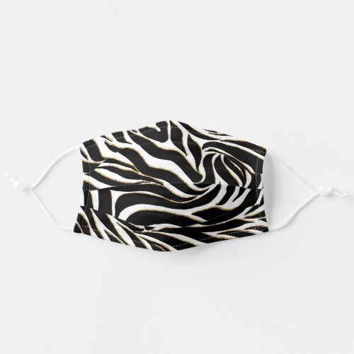 Elegant Black Gold Zebra White Animal Print Adult Cloth Face Mask