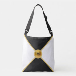 Elegant Black, Golden and White Crossbody Bag