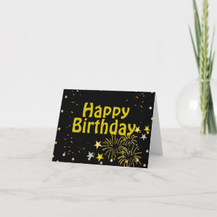 Elegant black golden Happy birthday personalized Card