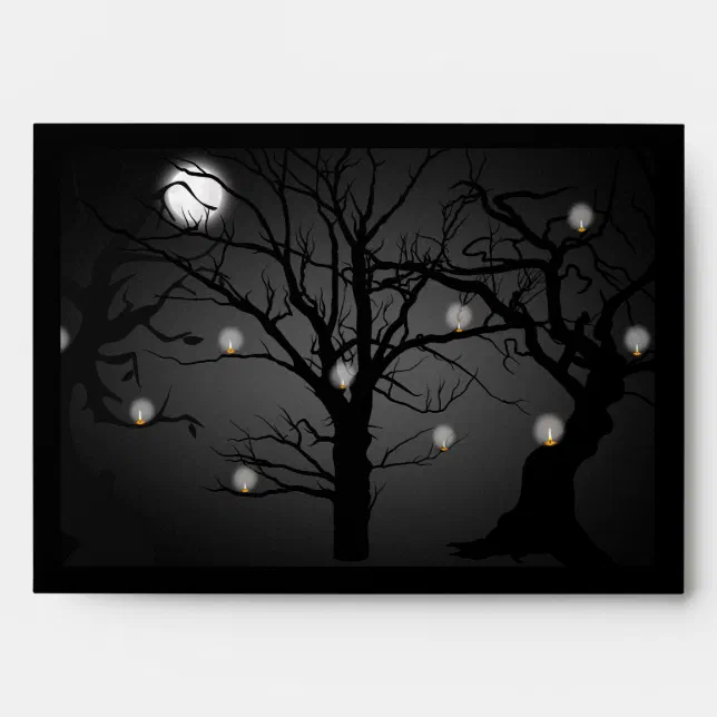 Elegant Black Goth Full Moon Wedding Envelope | Zazzle