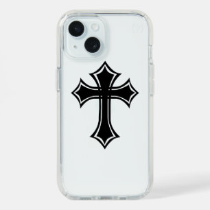 Elegant Black Gothic Cross iPhone 15 Case