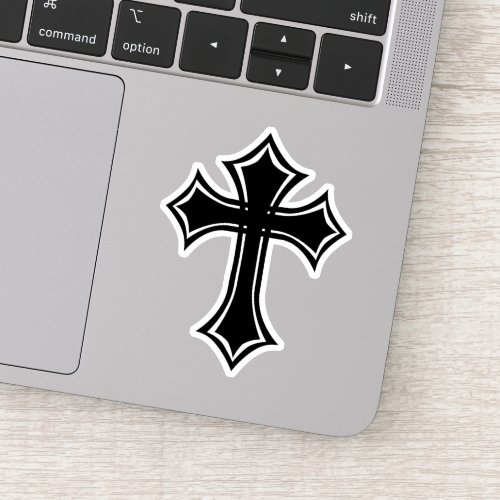 Elegant Black Gothic Cross Sticker