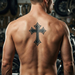 Elegant Black Gothic Cross Temporary Tattoos