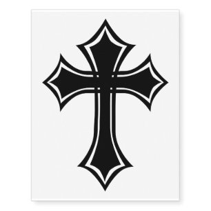 Elegant Black Gothic Cross Temporary Tattoos