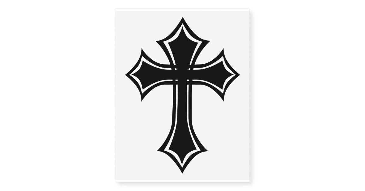 Elegant Black Gothic Cross Temporary Tattoos | Zazzle