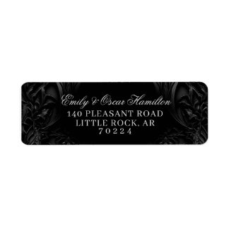 Elegant Black Gothic Damask Moody Return Address Label