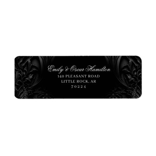 Elegant Black Gothic Damask Moody Return Address Label