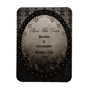 Elegant Black Gothic Frame Save The Date Wedding Magnet