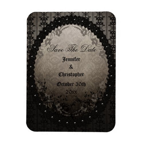 Elegant Black Gothic Frame Save The Date Wedding Magnet