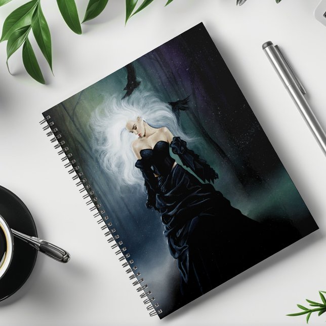 Elegant Black Gothic Mysterious Woman Ravens Mist Planner (Creator Uploaded)