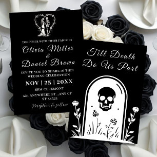 Elegant Black Gothic Till Death Do Us Part Wedding Invitation