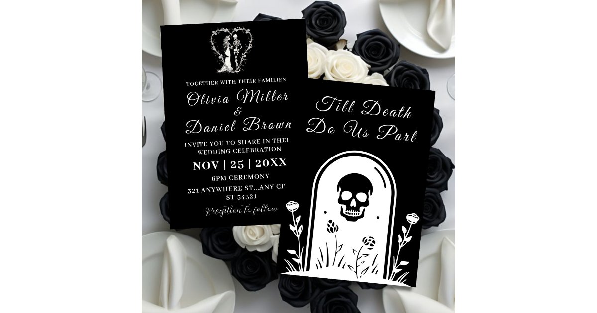 Elegant Black Gothic Till Death Do Us Part Wedding Invitation | Zazzle