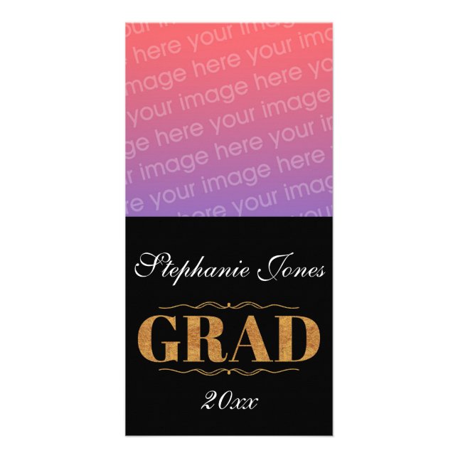 Elegant, black Grad Card (Front)