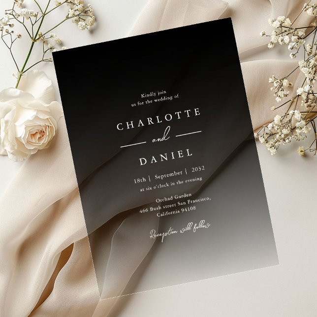 Elegant Black Gradient Acrylic Wedding Acrylic Invitations (Elegant Black Gradient Acrylic Wedding Acrylic Invitations)