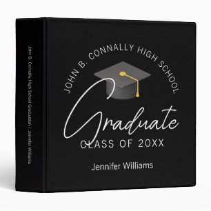 Elegant Black Graduate 2026 Graduation Photo Album 3 Ring Binder