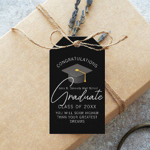 Elegant Black Graduate Custom Graduation Party Gift Tags
