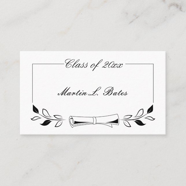 Elegant Black Graduate Name Cards Insert Cards (Front)