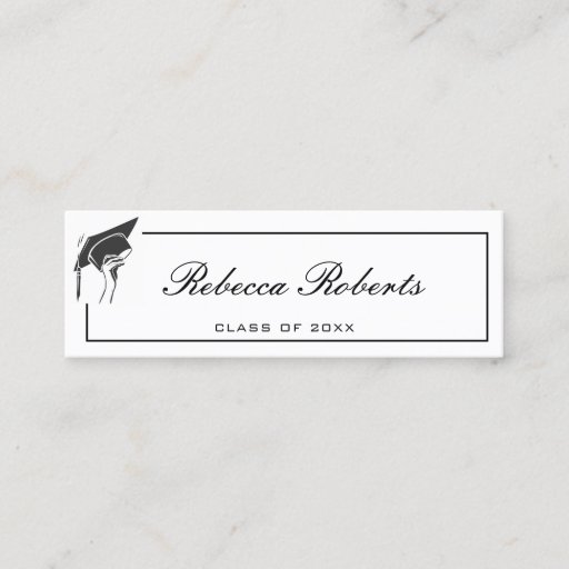 Customizable Elegant Black Graduate Name Cards Insert Cards