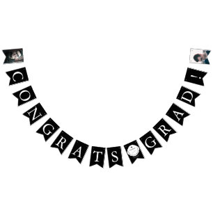 Elegant Black Graduation Party Bunting Flags