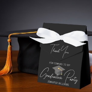 Elegant Black Graduation Party Personalized 2026 Favor Boxes