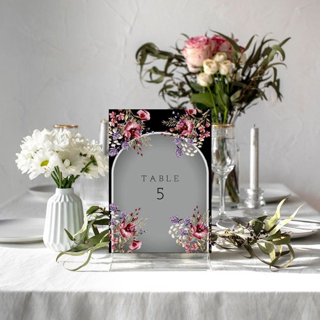 Elegant Black Gray Beautiful  Arch Invitation Table Number (Creator Uploaded)